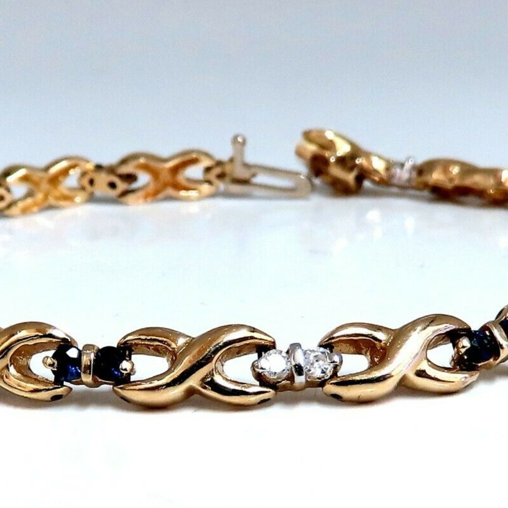 1.16ct Natural Sapphire Diamonds X Link Bracelet*